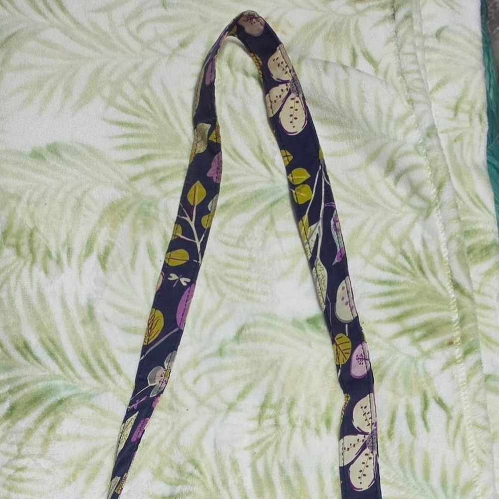 Vera Bradley Purple Navy Floral Print Cotton Messenger Crossbody Bag Small